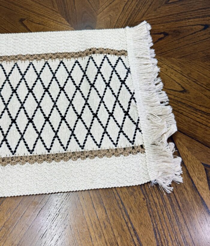 Boho Stripes Braided Black Cotton Table Runner - Image 2