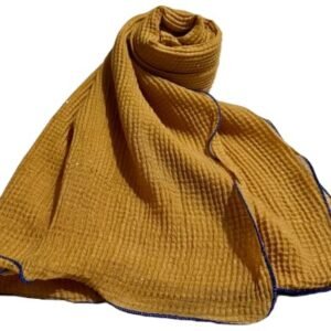 RUFFLED CHECK SCARF-SMALL SEQUINS WOODEN EDGE